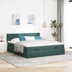 VidaXL Cadre de lit ottoman avec matelas vert foncé 180x200cm velours