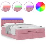 VidaXL Cadre de lit ottoman avec matelas rose 140x200 cm velours