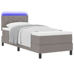 vidaXL Lit à ressorts avec matelas avec LED Taupe 80 x 200 cm tissu