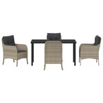 vidaXL Ensemble de salle à manger de jardin 5 pièces avec coussins Gris clair Poly Rattan