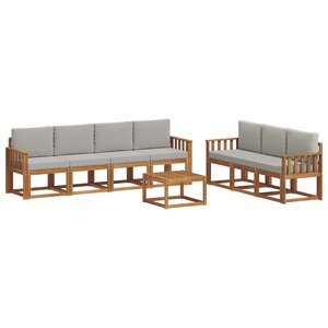 vidaXL Ensemble de canapés d'extérieur 8 pc Gris Naturel et Clair
