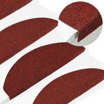 vidaXL Tapis d'escalier autocollants 15 Pièces 65x22 5x3 5 cm Rouge