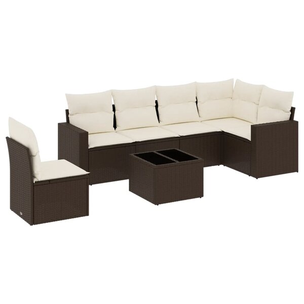 vidaXL Salon de jardin avec coussins 7 Pièces marron résine tressée