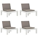 vidaXL Chaises de salon de jardin et coussins lot de 4 Plastique Blanc