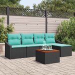 vidaXL Ensemble de canapé de jardin avec coussin 6 Pièces Noir polyrotin