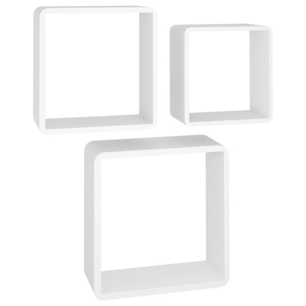 vidaXL Étagères murales sous forme de cube 3 Pièces Blanc MDF
