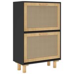 vidaXL Armoire à chaussures Noir 52x25x80 cm Bois d'ingénierie/rotin