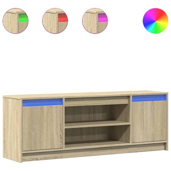 vidaXL Meuble TV avec LED chêne sonoma 139 5x34x50cm bois d'ingénierie