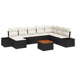 vidaXL Ensemble de canapé de jardin 9 Pièces Noir  blanc