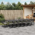 vidaXL Ensemble à manger de jardin 17 Pièces coussins noir résine tressée