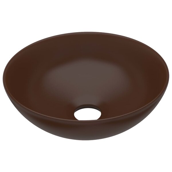 vidaXL Lavabo de salle de bain Céramique Marron Rond