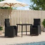 vidaXL Ensemble de Tables Basses avec coussin avec oreiller 3 Pièces Noir