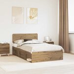 vidaXL Cadre de lit Chêne artisan 135 x 190 cm Pin massif