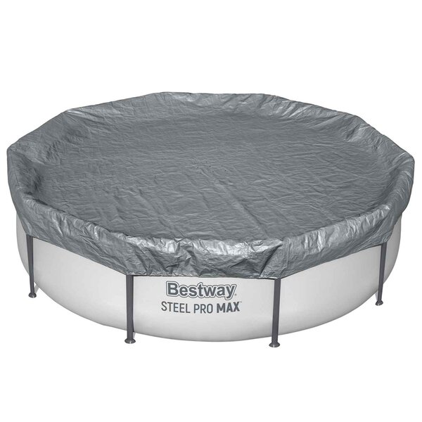 Bestway Couverture de piscine Ø3 05 m Rond Polyester Gris