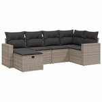 vidaXL Salon de jardin 6 Pièces avec coussins gris résine tressée