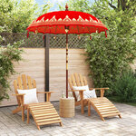vidaXL Parasol balinais 260 Rouge 180-190 cm Coton et bois massif