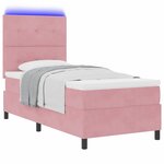 vidaXL Lit à ressort LED avec matelas Rose 90 x 200 cm tissu