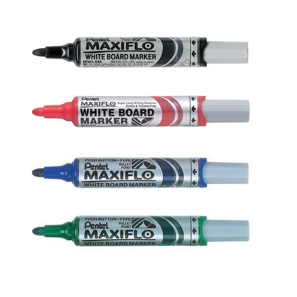 Etui de 4 marqueurs effaçables à sec tableaux blancs Pointe Ogive MAXIFLO PENTEL