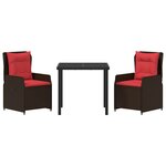 vidaXL Ensemble de salle à manger pour jardin 3 Pièces Marron Poly rotin