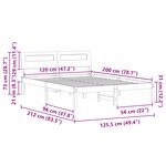 vidaXL Cadre de lit Marron 120 x 200 cm Bois massif en pin