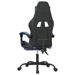 vidaXL Chaise de jeu avec repose-pied Noir et bleu Similicuir