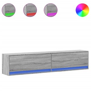 vidaXL Meuble TV mural avec LED sonoma gris 180x31x38 cm