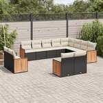 vidaXL Salon de jardin 12 Pièces avec coussins noir résine tressée