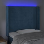 vidaXL Tête de lit à LED Bleu foncé 93x16x118/128 cm Velours