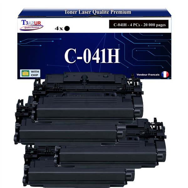 T3AZUR - 4x Toners compatibles avec Canon 041H (0453C002) pour Canon LBP312x  MF522X  MF525X Noir - 20 000p