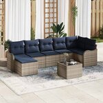 vidaXL Ensemble de canapé de jardin avec coussin 8 Pièces Gris Poly rotin