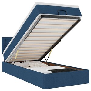 vidaXL Lit ottoman avec matelas et LED Bleu 90x200 cm Tissu