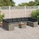 vidaXL Ensemble de canapé de jardin 11 Pièces Gris