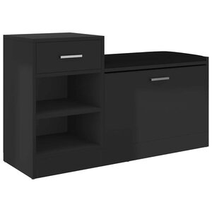 vidaXL Banc à chaussures Noir brillant 94 5x31x57 cm Aggloméré