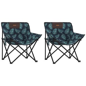 vidaXL Chaise de camping avec poche pliable lot de 2 motif de feuille