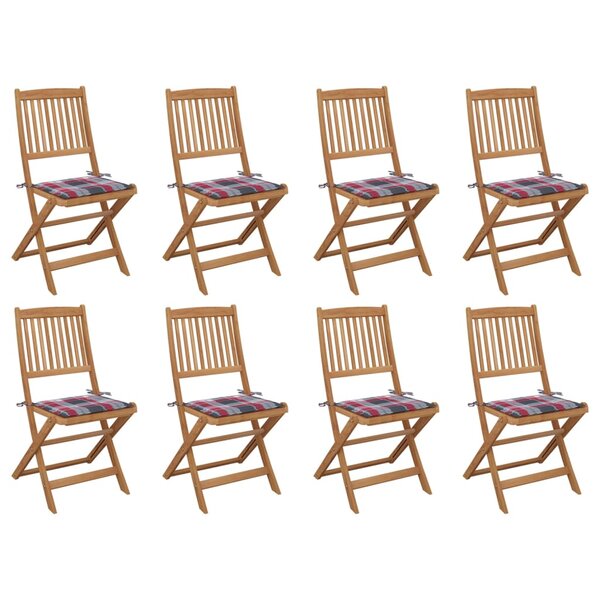 vidaXL Chaises pliables d'extérieur et coussins lot de 8 Bois d'acacia