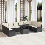 vidaXL Ensemble de canapé de jardin 11 Pièces Noir Poly rotin
