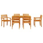 Ensemble de Salle à Manger de Jardin 7 Pièces en Bois Massif d'Acacia