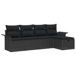 vidaXL Ensemble de canapé de jardin 5 pièces Noir Poly Rotin avec coussins