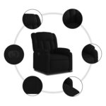 vidaXL Fauteuil inclinable électrique Noir Tissu