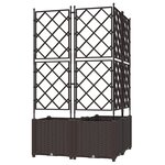 vidaXL Jardinière de Jardin avec Treillis 3 Pièces Brun 80x80x143 cm