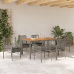 vidaXL Ensemble de salle à manger de jardin 7 pièces avec coussins gris en poly rotin