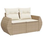 vidaXL Ensemble de canapé de jardin 12 Pièces Beige et crème Poly Rattan