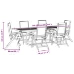 vidaXL Ensemble à manger de jardin 7Pièces bois d'acacia solide textilène