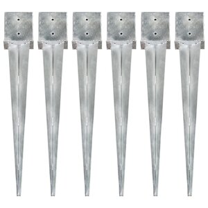 vidaXL Piquets au sol 6 Pièces Argenté 14x14x91 cm Acier galvanisé