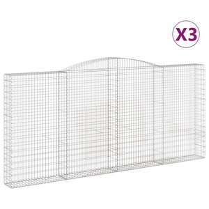 vidaXL Paniers à gabions arqués 3 Pièces 400x30x180/200 cm Fer galvanisé