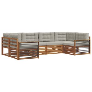 vidaXL Ensemble de canapés d'extérieur 6 pc Gris Naturel et Clair