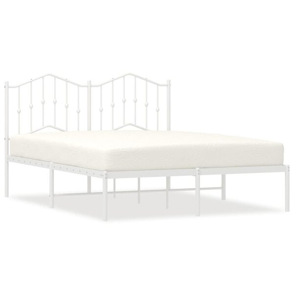 vidaXL Cadre de lit métal avec tête de lit blanc 140x190 cm