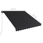 vidaXL Auvent manuel rétractable avec LED 350x250 cm Anthracite
