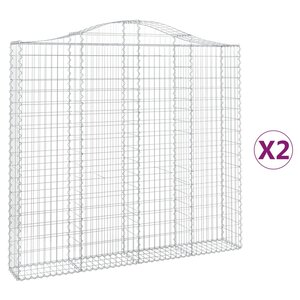 vidaXL Paniers à gabions arqués 2 Pièces 200x30x180/200 cm Fer galvanisé