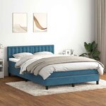 vidaXL Sommier à lattes de lit et matelas et LED bleu foncé 140x210cm velours